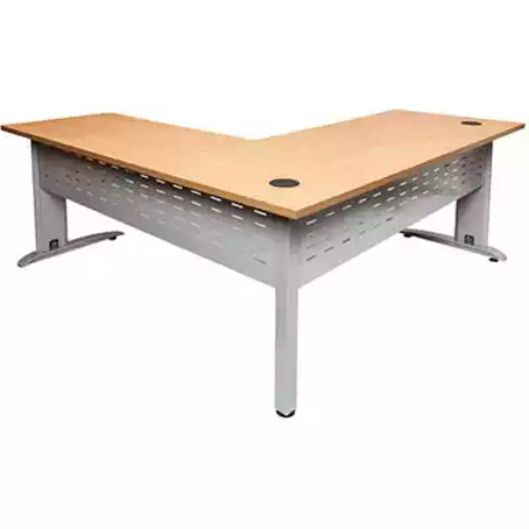 Picture of RAPID SPAN DESK AND RETURN METAL MODESTY PANEL 1800 X 700MM / 1100 X 600MM BEECH/SILVER