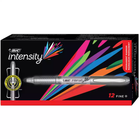 Picture of BIC INTENSITY PERMANENT MARKER BULLET FINE METALLIC SILVER BOX 12