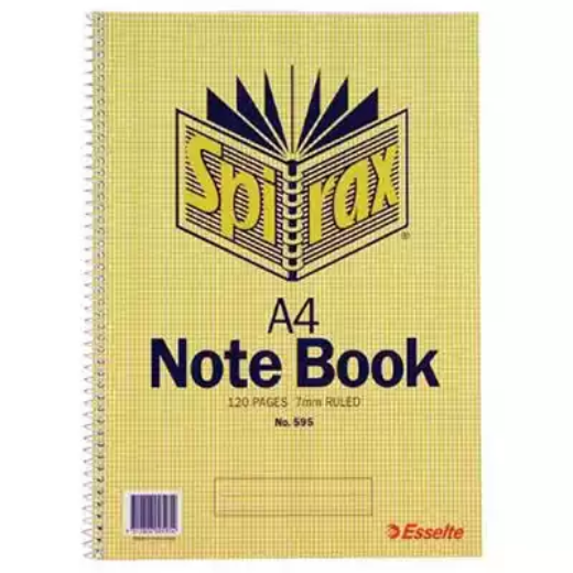 Picture of SPIRAX 595 NOTEBOOK 7MM RULED SPIRAL BOUND SIDE OPEN 120 PAGE A4