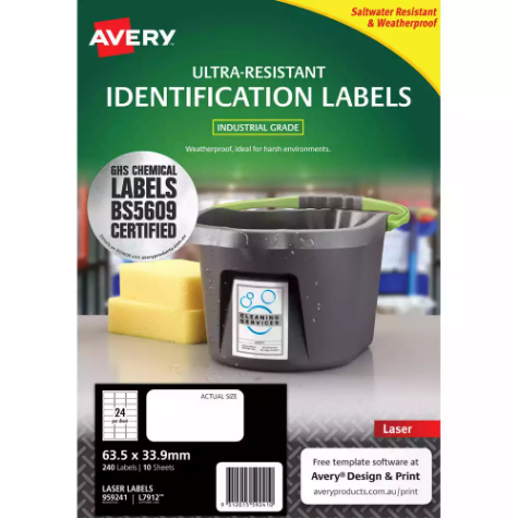 Picture of AVERY 959241 ULTRA-RESISTANT OUTDOOR LABELS 63.5 X 33.9MM WHITE PACK 10