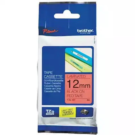 Picture of BROTHER TZE-431 LAMINATED LABELLING TAPE 12MM BLACK ON RED