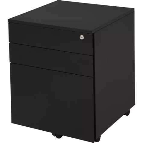 Picture of GO STEEL MOBILE PEDESTAL STEEL 3-DRAWER LOCKABLE 460 X 472 X 610MM BLACK SATIN