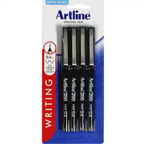 Picture of ARTLINE 200 FINELINER PEN 0.4MM BLACK PACK 4