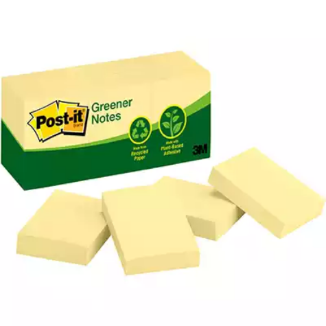 Picture of POST-IT 653-RP 100% RECYCLED GREENER NOTES 35 X 48MM YELLOW PACK 12