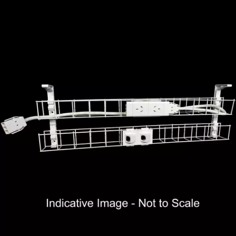 Picture of RAPIDLINE DUAL TIER CABLE BASKET 950MM / GPO X 2 / DATA TILES X 2 / LEAD LENGTH 1.5M