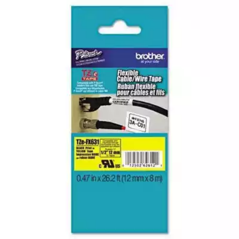 Picture of BROTHER TZE-FX631 FLEXIBLE LABELLING TAPE 12MM BLACK ON YELLOW