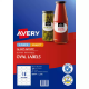 Picture of AVERY 980000 L7102 BLANK PRINTABLE LABELS OVAL LASER/INKJET 18UP GLOSSY WHITE PACK 10
