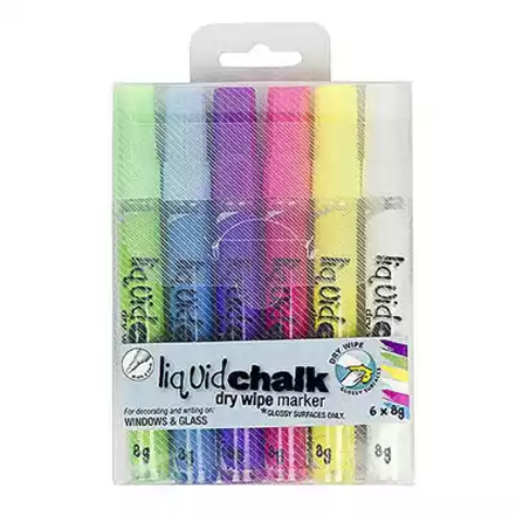 Picture of TEXTA LIQUID CHALK MARKER DRY WIPE BULLET 4.5MM ASSORTED WALLET 6