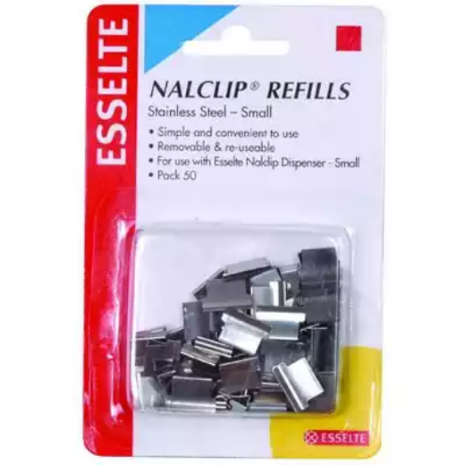 Picture of ESSELTE NALCLIP REFILLS SMALL SILVER PACK 50