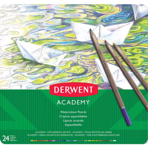 Picture of DERWENT ACADEMY WATERCOLOUR PENCILS ASSORTED TIN 24