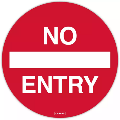 Picture of DURUS ADHESIVE FLOOR SIGN NO ENTRY CIRCULAR 250MM RED/WHITE