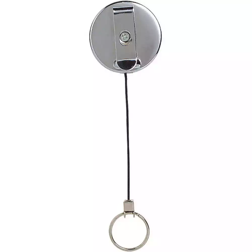 Picture of REXEL ID RETRACTABLE METAL KEY HOLDER REEL NYLON CORD BLACK