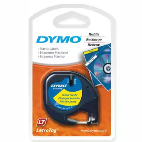 Picture of DYMO 91332 LETRATAG PLASTIC LABELLING TAPE 12MM BLACK ON YELLOW