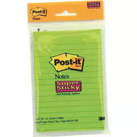 Picture of POST-IT 660-SS-1PK SUPER STICKY LINED NOTES 102 X 148MM ENERGY BOOST