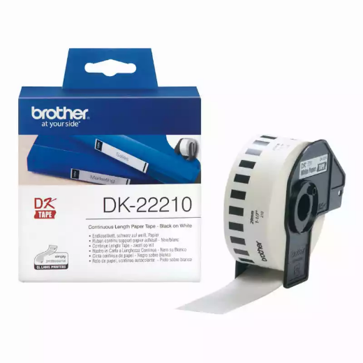 Picture of BROTHER DK-22210 CONTINUOUS PAPER LABEL ROLL 29MM X 30.48M WHITE