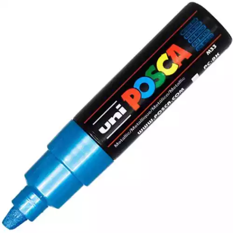 Picture of POSCA PC-8K PAINT MARKER CHISEL BROAD 8MM METALLIC BLUE