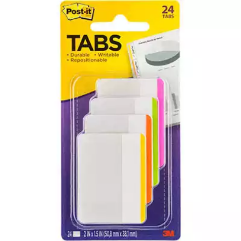 Picture of POST-IT 686F-1BB DURABLE FILING TABS LINED 50MM BRIGHT ASSORTED PACK 24