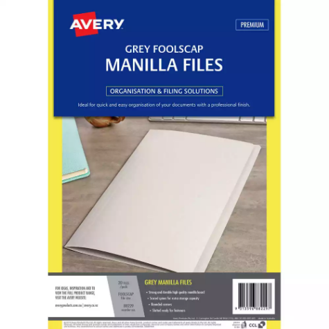 Picture of AVERY 88229 MANILLA FOLDER FOOLSCAP GREY PACK 20