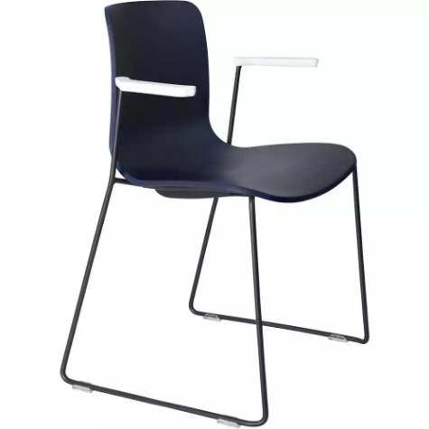 Picture of DAL ACTI CHAIR SLED BASE ARMS WHITE ARM-PADS AND BLACK POWDERCOAT FRAME NAVY BLUE POLYPROP SHELL