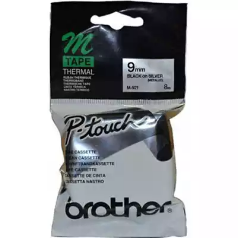 Picture of BROTHER M-921 NON LAMINATED LABELLING TAPE 9MM BLACK ON SILVER