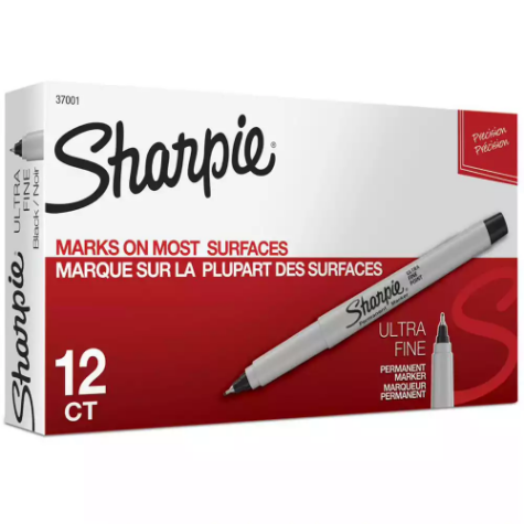 Picture of SHARPIE PERMANENT MARKERS ULTRA FINE BLACK BOX 12