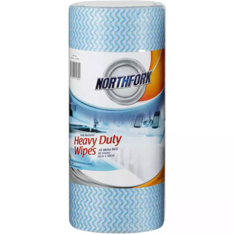 Picture of NORTHFORK HEAVY DUTY ANTIBACTERIAL PERFORATED WIPES 45M ROLL BLUE PACK 90 SHEETS