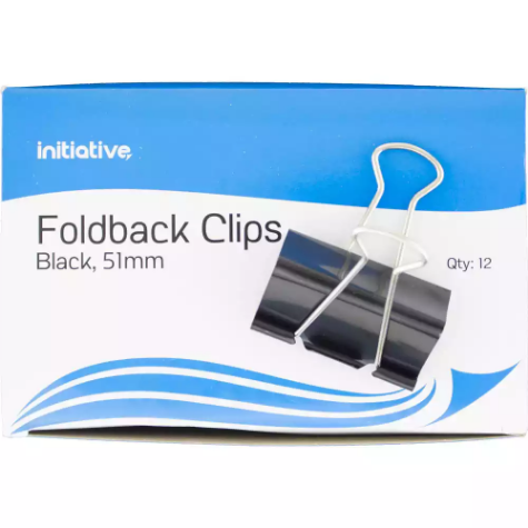 Picture of INITIATIVE FOLDBACK CLIP 51MM BLACK PACK 12