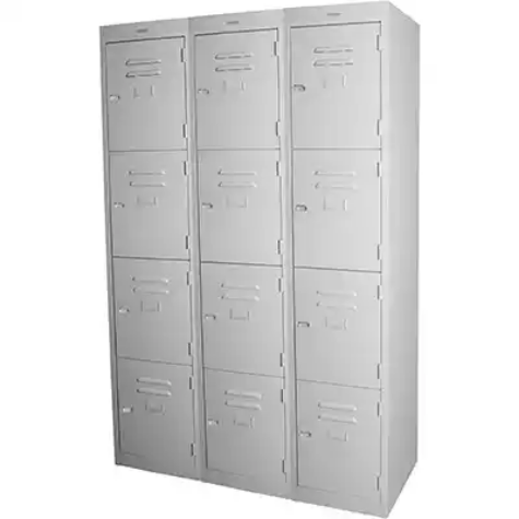 Picture of STEELCO PERSONNEL LOCKER 4 DOOR BANK OF 3 LATCHLOCK 305MM SILVER GREY