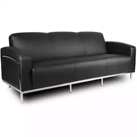 Picture of SIENNA LOUNGE THREE SEATER CHROME FRAME PU BLACK