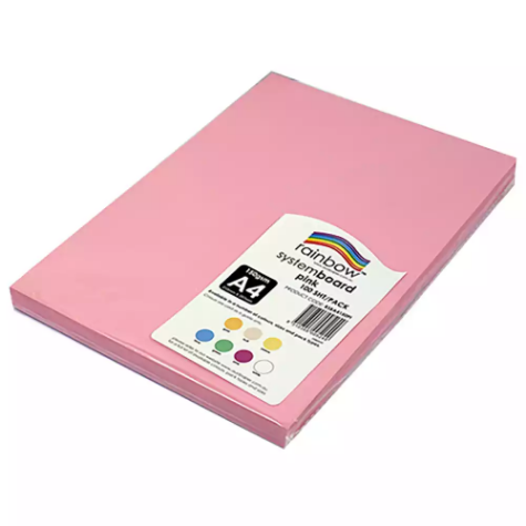 Picture of RAINBOW SYSTEM BOARD 150GSM A4 PINK PACK 100