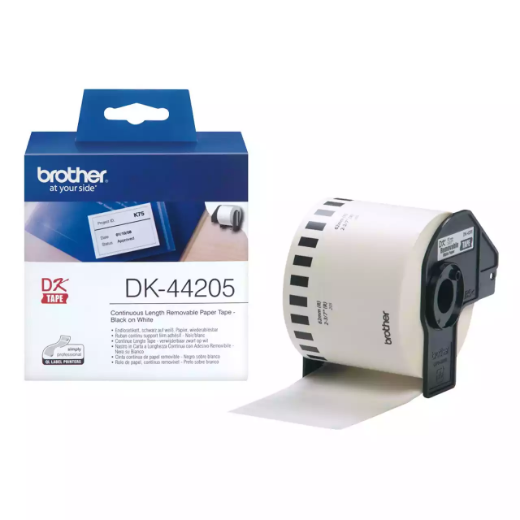 Picture of BROTHER DK-44205 REMOVABLE CONTINUOUS PAPER LABEL ROLL 62MM X 30.48M WHITE