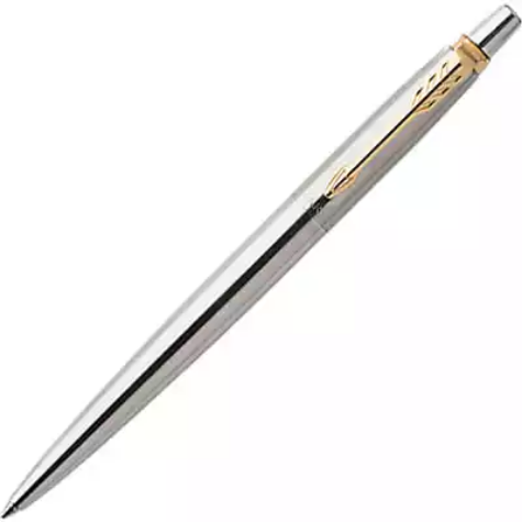 Picture of PARKER JOTTER BALLPOINT PEN MEDIUM BLUE INK STAINLESS STEEL GOLD TRIM