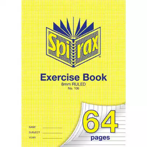 Picture of SPIRAX 106 EXERCISE 8MM BOOK RULED 70GSM A4 64 PAGE