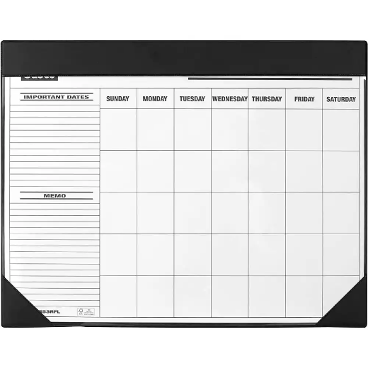 Picture of SASCO DESK PLANNER CALENDAR UNDATED MONTH TO VIEW 455 X 580MM BLACK