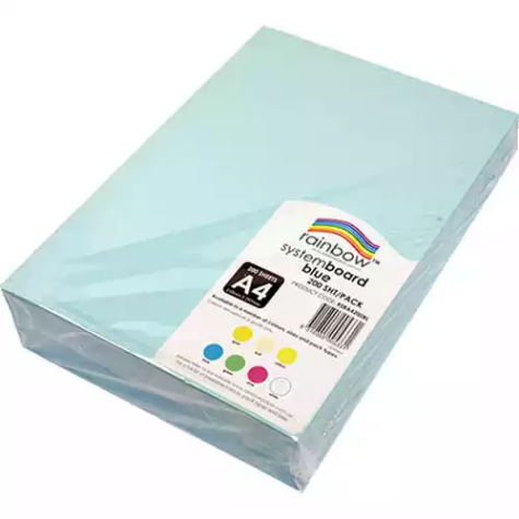 Picture of RAINBOW SYSTEM BOARD 200GSM A4 BLUE PACK 200