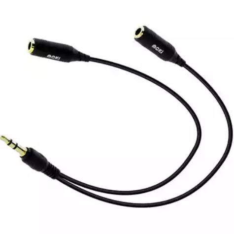 Picture of MOKI AUDIO SPLITTER CABLE 3.5MM 150MM BLACK