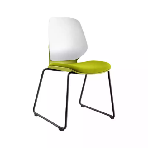 Picture of SYLEX KALEIDO CHAIR WHITE SLED FRAME OLIVE SEAT