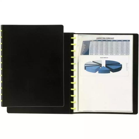 Picture of MARBIG KWIK ZIP DISPLAY BOOK REFILLABLE 20 POCKET A4 BLACK