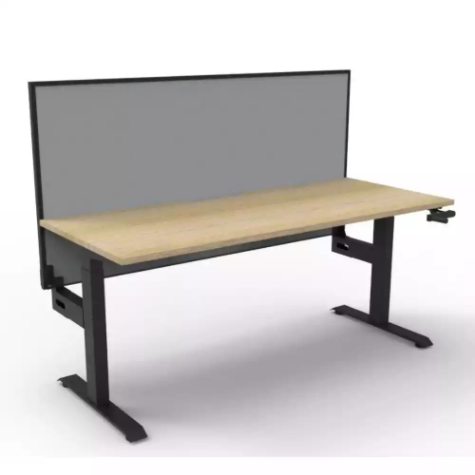 Picture of RAPIDLINE BOOST CRANK SINGLE SIDED WORKSTATION WITH SCREEN 1500 X 750 X 705MM NATURAL OAK TOP AND BLACK SATIN FRAME