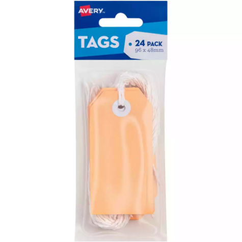 Picture of AVERY 13204 SWING TAGS WITH STRING 96 X 48MM PEACH PACK 24