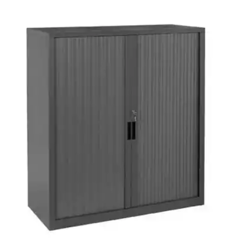 Picture of STEELCO TAMBOUR DOOR CABINET 2 SHELVES 1015H X 900W X 463D MM BLACK SATIN