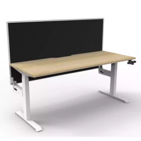 Picture of RAPIDLINE BOOST CRANK SINGLE SIDED WORKSTATION WITH SCREEN 1200 X 750 X 705MM NATURAL OAK TOP AND WHITE SATIN FRAME