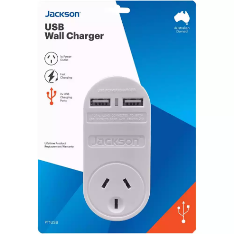 Picture of JACKSON CHARGER MAINS POWER OUTLET 2 X USB-A WHITE