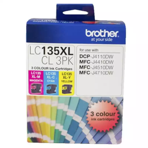 Picture of BROTHER LC135XLCL3PK INK CARTRIDGE HIGH YIELD VALUE PACK CYAN/MAGENTA/YELLOW