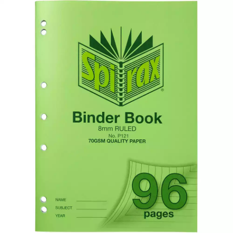 Picture of SPIRAX P121 BINDER BOOK 8MM RULED 70GSM 96 PAGE A4