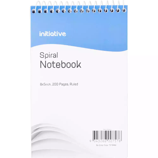 Picture of INITIATIVE SPIRAL NOTEBOOK TOP BOUND 200 PAGE 200 X 127MM