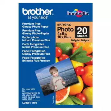 Picture of BROTHER BP-71G PREMIUM PLUS GLOSSY PHOTO PAPER 260GSM 152 X 102MM WHITE PACK 20