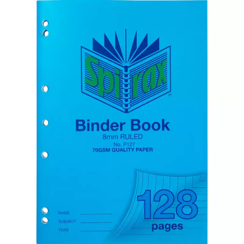 Picture of SPIRAX P127 BINDER BOOK 8MM RULED 70GSM 128 PAGE A4