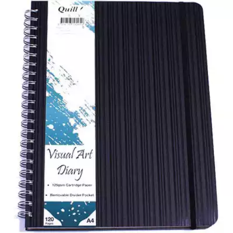 Picture of QUILL VISUAL ART DIARY 125GSM 120 PAGE A4 PP BLACK