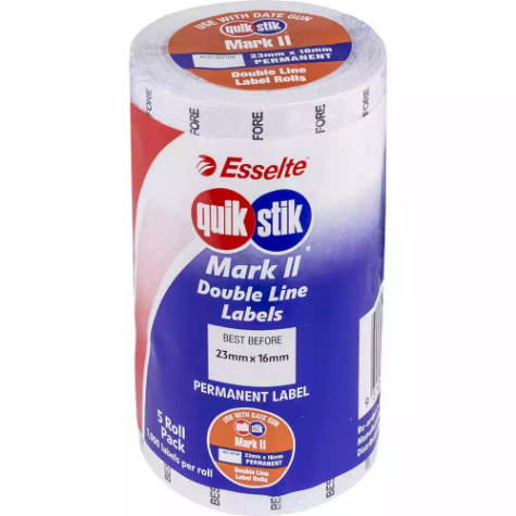 Picture of QUIKSTIK MARK II PRICING GUN LABEL PERMANENT BEST BEFORE 1000 LABELS/ROLL 23 X 16MM WHITE PACK 5